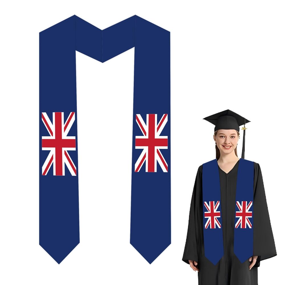 9831 United Kingdom National Flag Graduation Stole Embroidery Sash